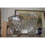 Two cut glass vases