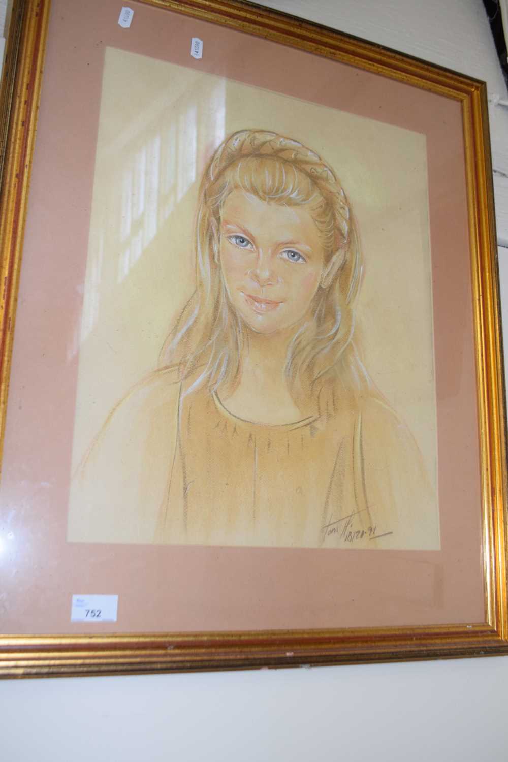 Study of a young girl, pastel on paper, gilt frame