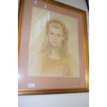 Study of a young girl, pastel on paper, gilt frame