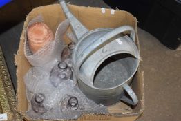 Mixed Lot: Watering can, reproduction glass fly traps and other items