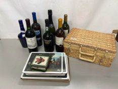 Mixed Lot: Two bottles of Dumont champagne in a wicker basket together with various other bottles of