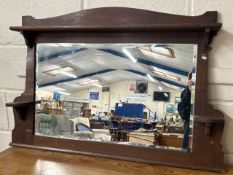 Late Victorian oak framed over mantel mirror