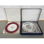 Boxed Aynsley cake plate and knife plus one other