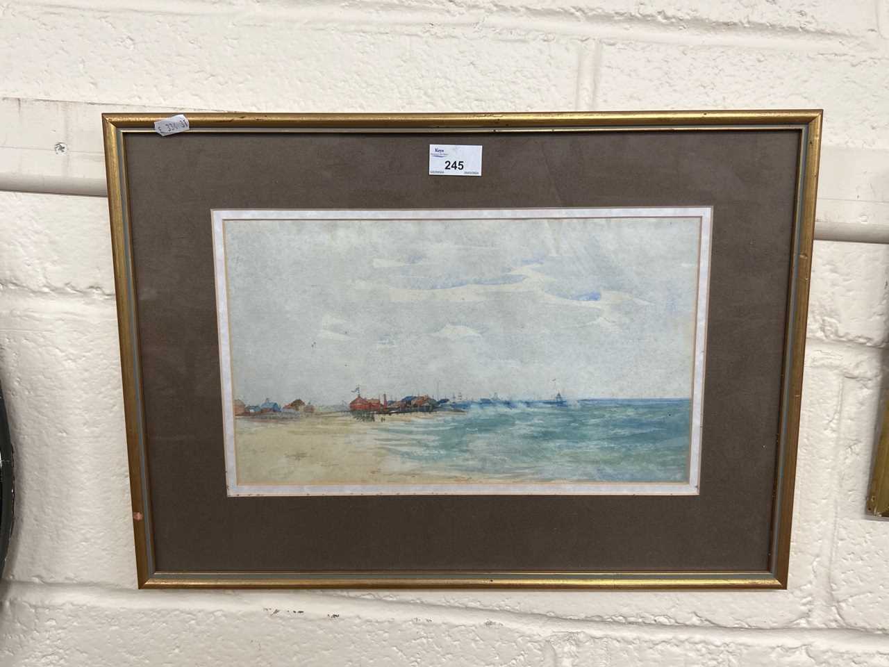 20th Century school study of beach scene possibly Yarmouth or Gorleston, watercolour, unsigned,