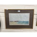 20th Century school study of beach scene possibly Yarmouth or Gorleston, watercolour, unsigned,