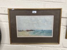 20th Century school study of beach scene possibly Yarmouth or Gorleston, watercolour, unsigned,