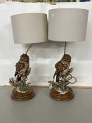 A pair of modern table lamps with owl formed bases