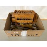 Box of various table brushes and other items