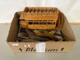 Box of various table brushes and other items