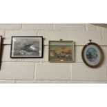 Mixed Lot: M E Colls study of fishing boats, oil on board together with a further print from the