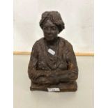 Modern bronzed finish ceramic bust of a female figure