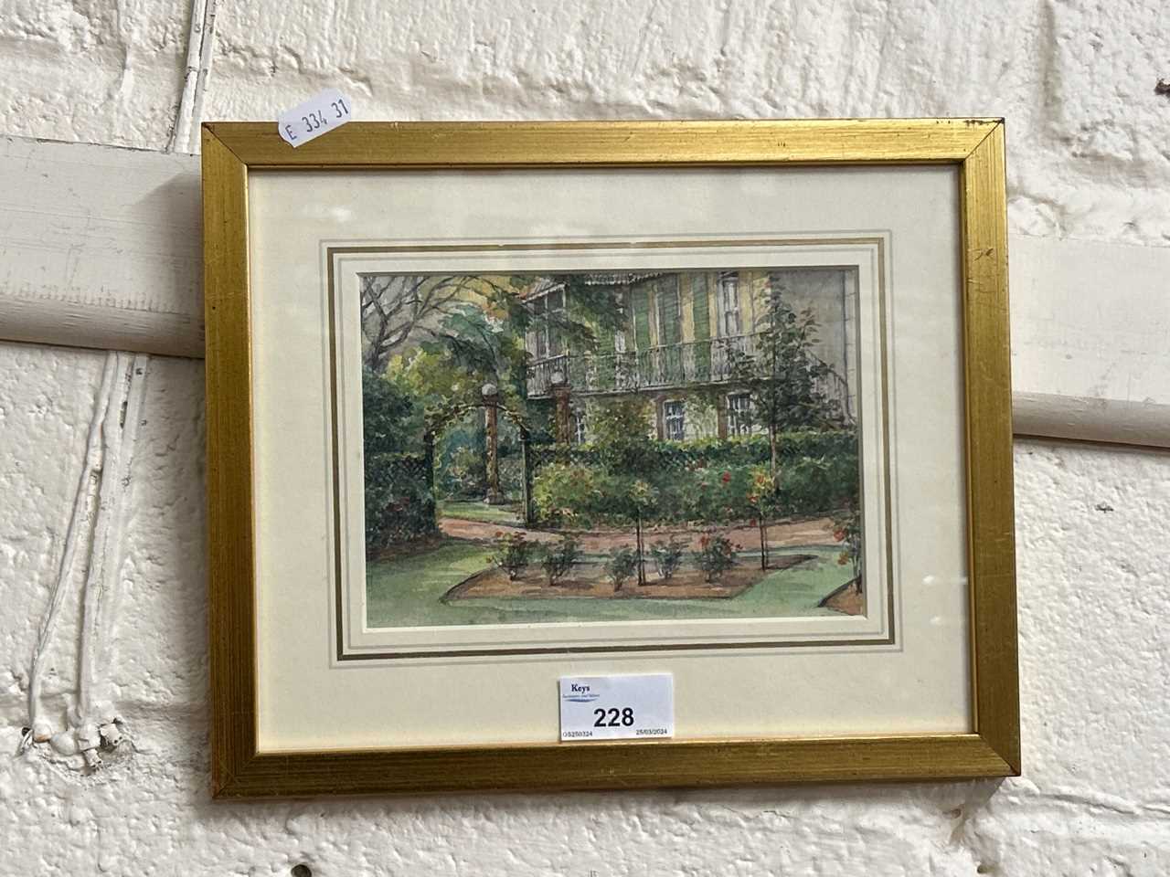 Colonel Harold Esdailemalet, study of Radnor House, watercolour, framed