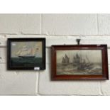 W H Higgins, study of SS Hermes Continental Ferry, oil on board, framed, 29cm wide together with H