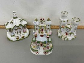 Group of four Coalport model buildings