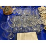 Tray of various assorted drinking glasses