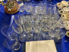 Tray of various assorted drinking glasses