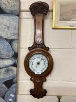 Late Victorian oak cased barometer