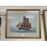 Study of a Lowestoft trawler, indistinctly signed, framed and glazed