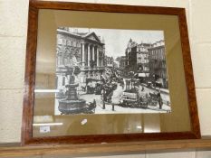 Framed sepia photograph of a London street scene