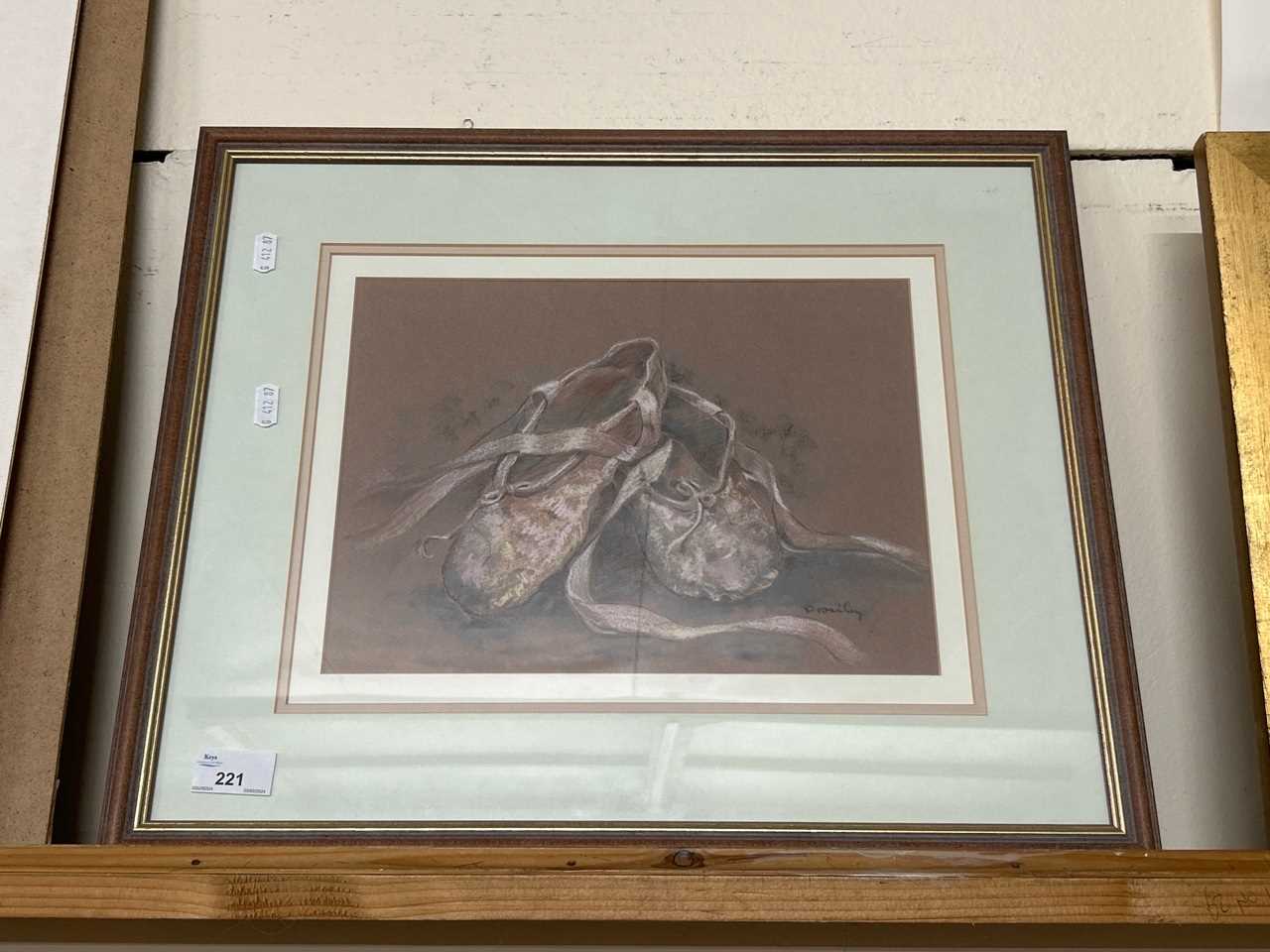 Joanna Witts, study of shoes, pastel, framed and glazed