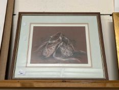 Joanna Witts, study of shoes, pastel, framed and glazed