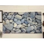 Modern screen print of rocks on a beach, unframed, 144 x 80cm by Bebe, 100% cotton, made in