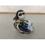 Royal Crown Derby paperweight formed as a duckling