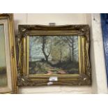 Margaret Coleman, near Ringland, Norfolk, oil on board study, gilt framed