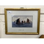 Bernard Hale, study of fishing boats, framed and glazed