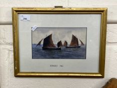 Bernard Hale, study of fishing boats, framed and glazed