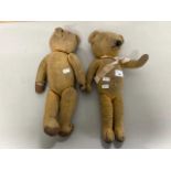 Two well loved vintage teddy bears, one is a Merrythought bear