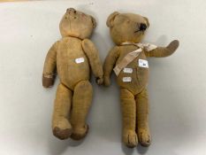 Two well loved vintage teddy bears, one is a Merrythought bear