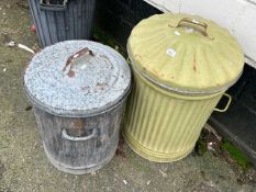 Two galvanised dustbins