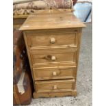 Modern narrow pine four drawer chest, 46cm wide