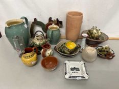 Mixed Lot: Various assorted ceramics to include jugs, a pub ashtray, shell formed teapot and other