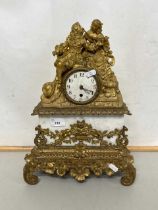 French gilt metal decorated mantel clock, requiring some restoration