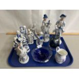 Group of various modern blue and white figures