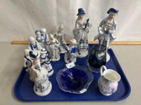 Group of various modern blue and white figures