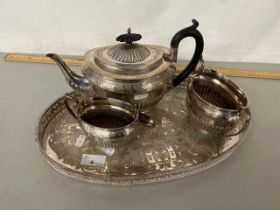 Silver plated tea set and tray