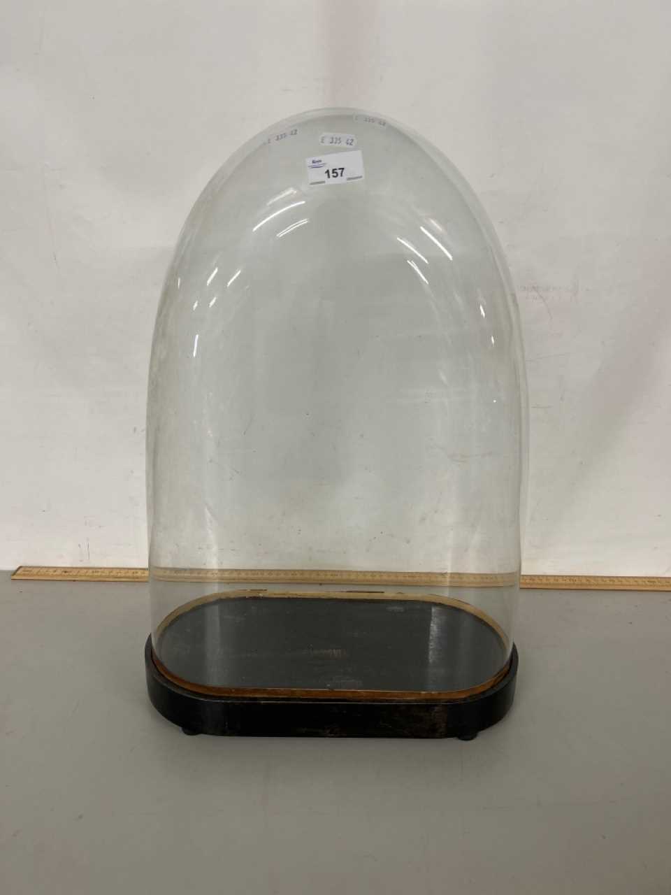 Antique glass dome and base, appears undamaged, 50cm high