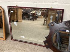 20th Century bevelled rectangular wall mirror in burr wood effect frame, 88cm wide