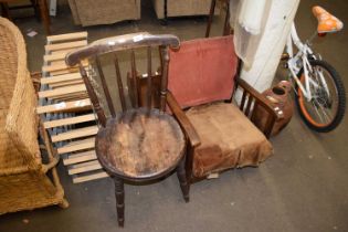 Pine kitchen chair and a low elbow chair (2)