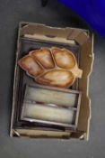 Mixed Lot: Various wooden trays, cutlery box etc