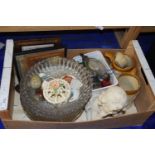 Mixed Lot: Assorted items to include pressed glass bowls, a bust of a child, crested wares etc