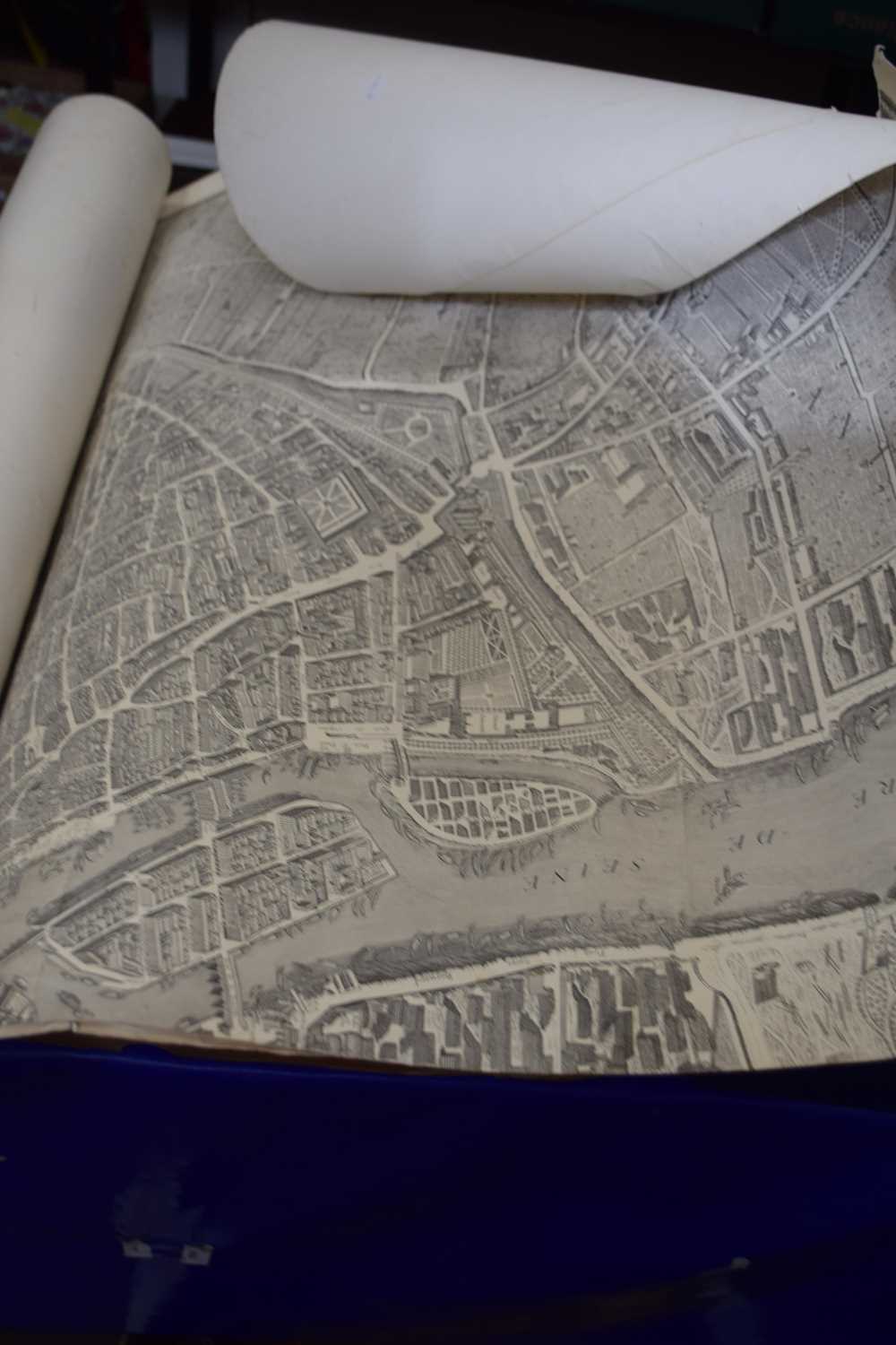 Large two part reproduction map of Paris