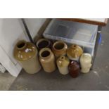 Quantity of stone ware jars, flagons and hot water bottles