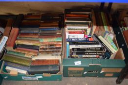 Two boxes of assorted hard back books