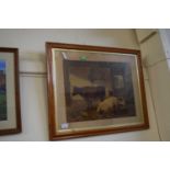 Cows in a stable, framed and glazed