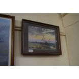 Geese in flight, reproduction print, framed and glazed