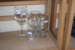 Two glass toddy mugs and other glass ware